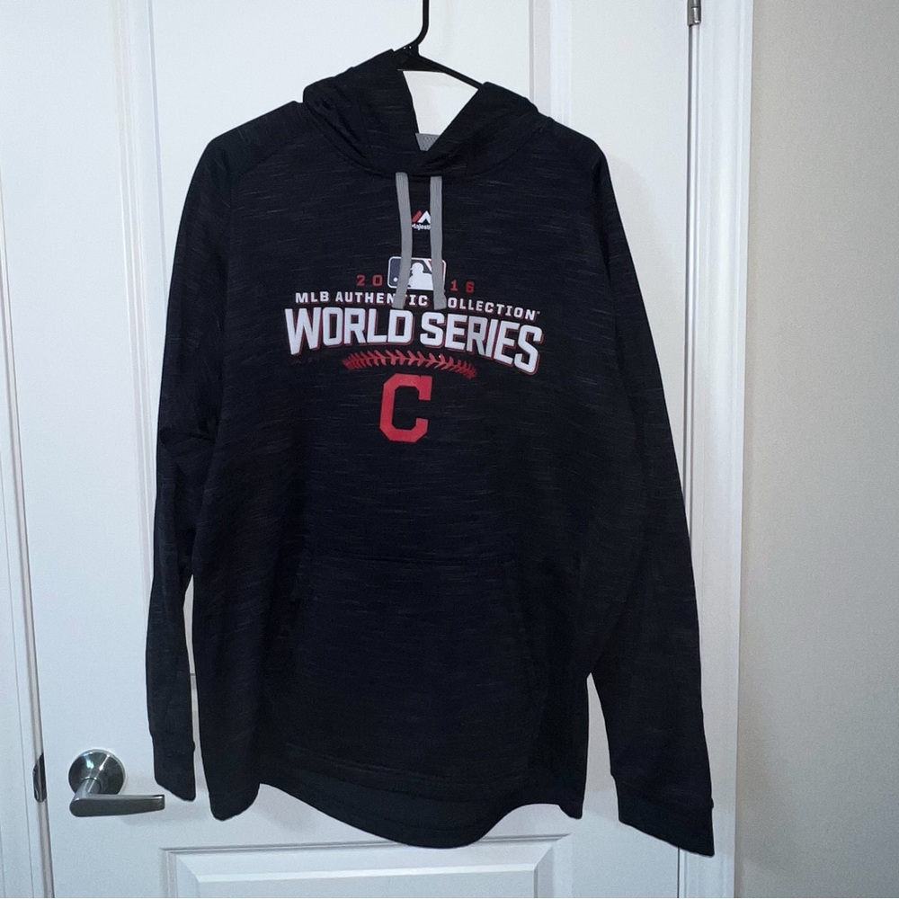 Cleveland Indians 2016 World Series Majestic Authentic Hoodie - Navy - Large